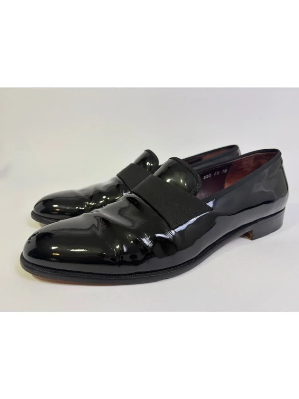 Salvatore Ferragamo Notte Patent Loafers 13 D Black Formal Tuxedo Shoes